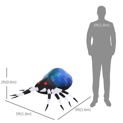 US Local 5Ft Long Halloween Giant Scary Spider LED Lighted Airblown Inflatable Lawn Decoration Holiday Season Garden Decor