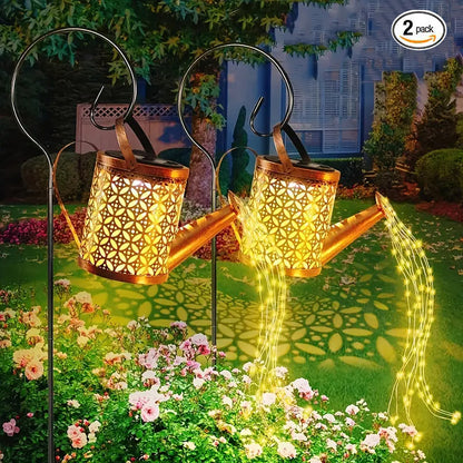 US Local 2 PCS LED Watering Can Solar Light Strings, Solar Lights Outdoor Decorative Lamp, Solar Lantern Outd