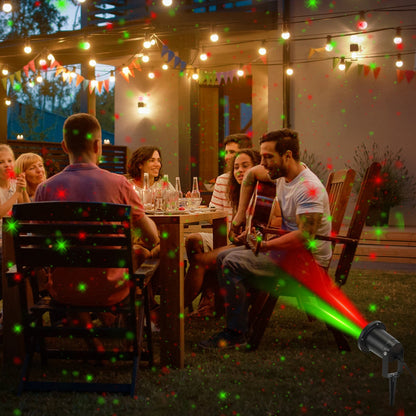 US Local 1 Pc Outdoor Laser Projector Light Red And Green Projection Light With 3 Modes 12 Speeds 6Hrs Timer IP44 Waterproof Firefly Landscape Light For Christmas Halloween Holiday New Year