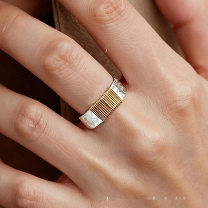 High-grade Vintage Ring Irregular Coil Simple Bracelet Wide Face Ring