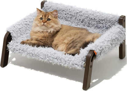 MEWOOFUN Elevated Pet Bed - Raised Cat & Small Dog Couch With Washable Cover & Non-Slip Base, Supports 44 Lbs For Indoor Outdoor Use Plush Grey