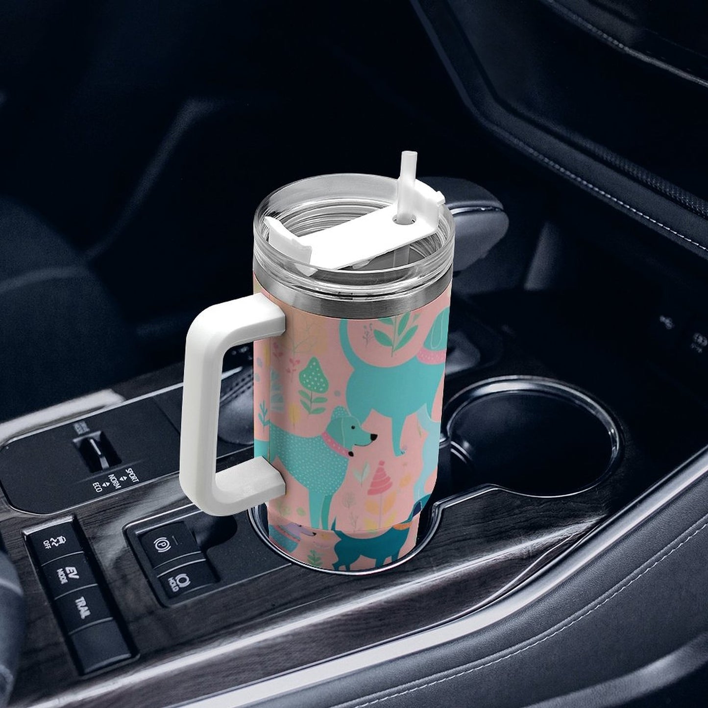 PHDT00346 POD US Local Tumbler 40 oz Large Capacity Car Cup Colored Dog, Pink