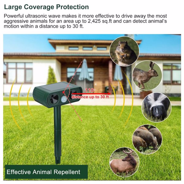 US Local Ultrasonic Animal Repellent Solar Motion Sensor Repellent IPX4 Outdoor Waterproof Type, No Delivery On Weekends