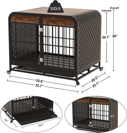 US Local Heavy Duty Dog Crate Furniture Wooden Table 33inch Brown