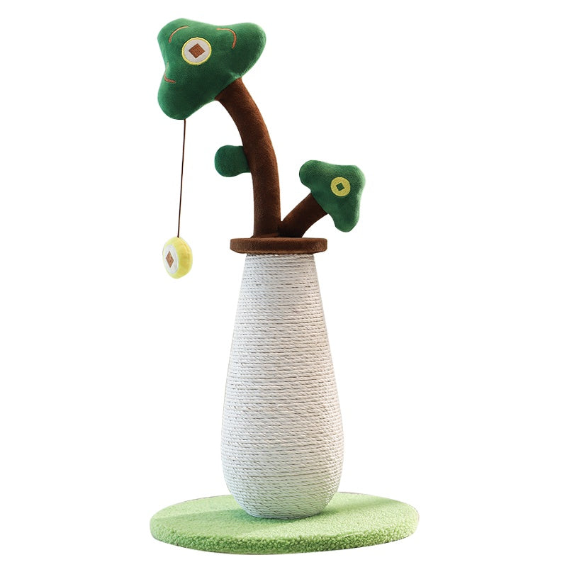 US Local Vertical Money Tree Cat Scratching Pole, Sisal Wear-Resistant Cat Scratching Column, Interactive Ball Track Spring Ball Cat Toy, Durable And Cute Sisal Cat Scratching Pole