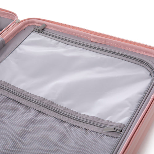 US Local 20 24 28 3 Pcs Set In ABS Spinner Wheel Luggage, Carry On Suitcase, With Cup Holder & USB Port Phone Holder