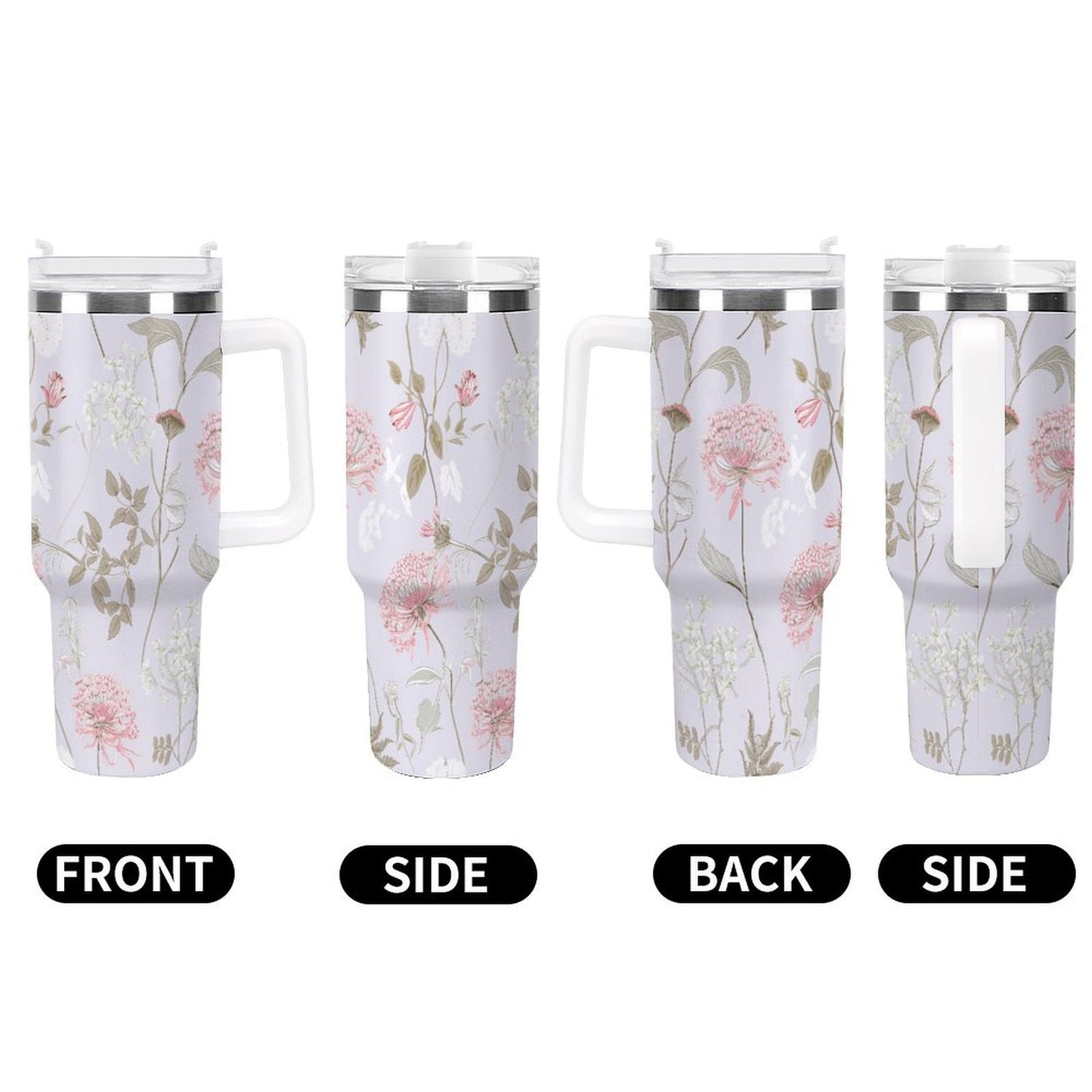 PHDT00365 POD US Local Tumbler 40 oz Large Capacity Car Cup Flower Branches, Pure