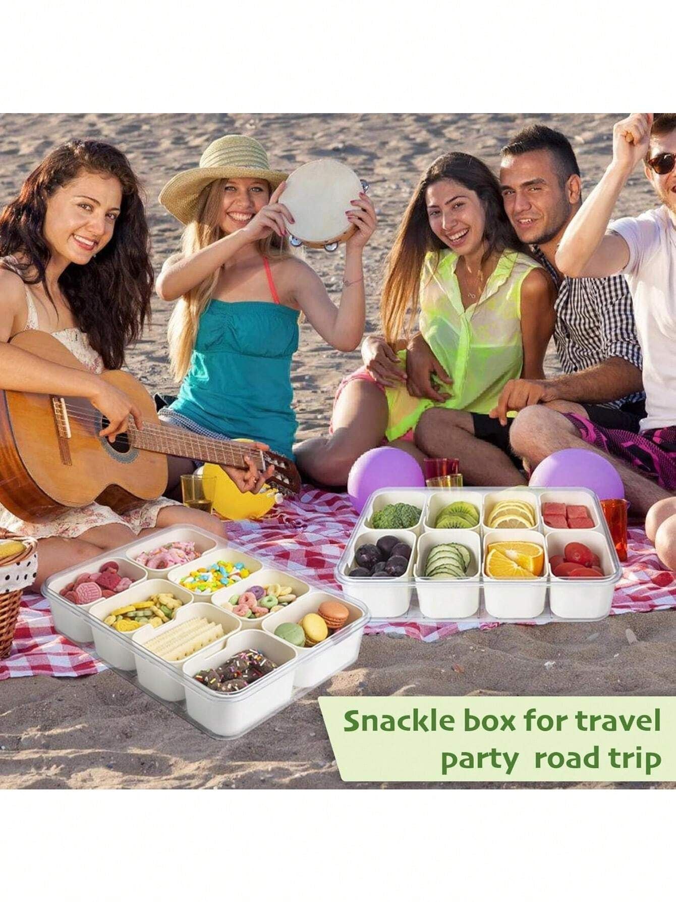 US Local Divided Snack Box With Lid Clear Food Storage Container With Colorful Compartments  Reusable Bento Organizer For Snacks Fruits Nuts And Meal Prep