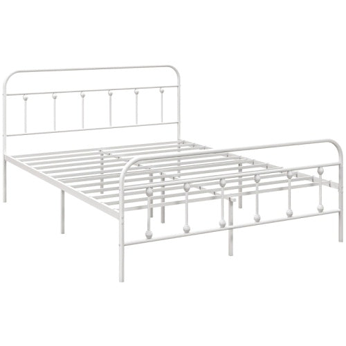 UK Local HOMCOM Double Minimalistic Metal Bed Frame - White