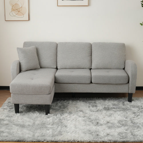 UK Local L-L-shaped Corner Sofa With Chaise Lounge  3Seater Sofa, 166 X 118 X 77 Cm, Breathable Cotton Linen Fabric, Plastic Legs, Modular Design, Ideal For Living Rooms, Apartments, And Offices