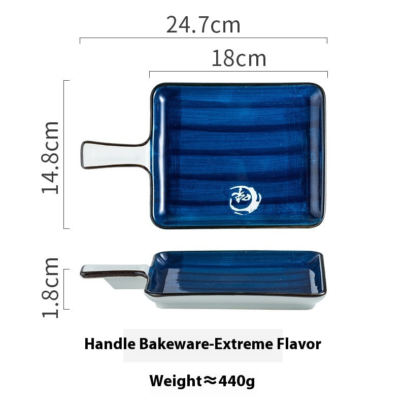 Ceramic Handle Plate Household Oven Microwave Oven Baking Plate