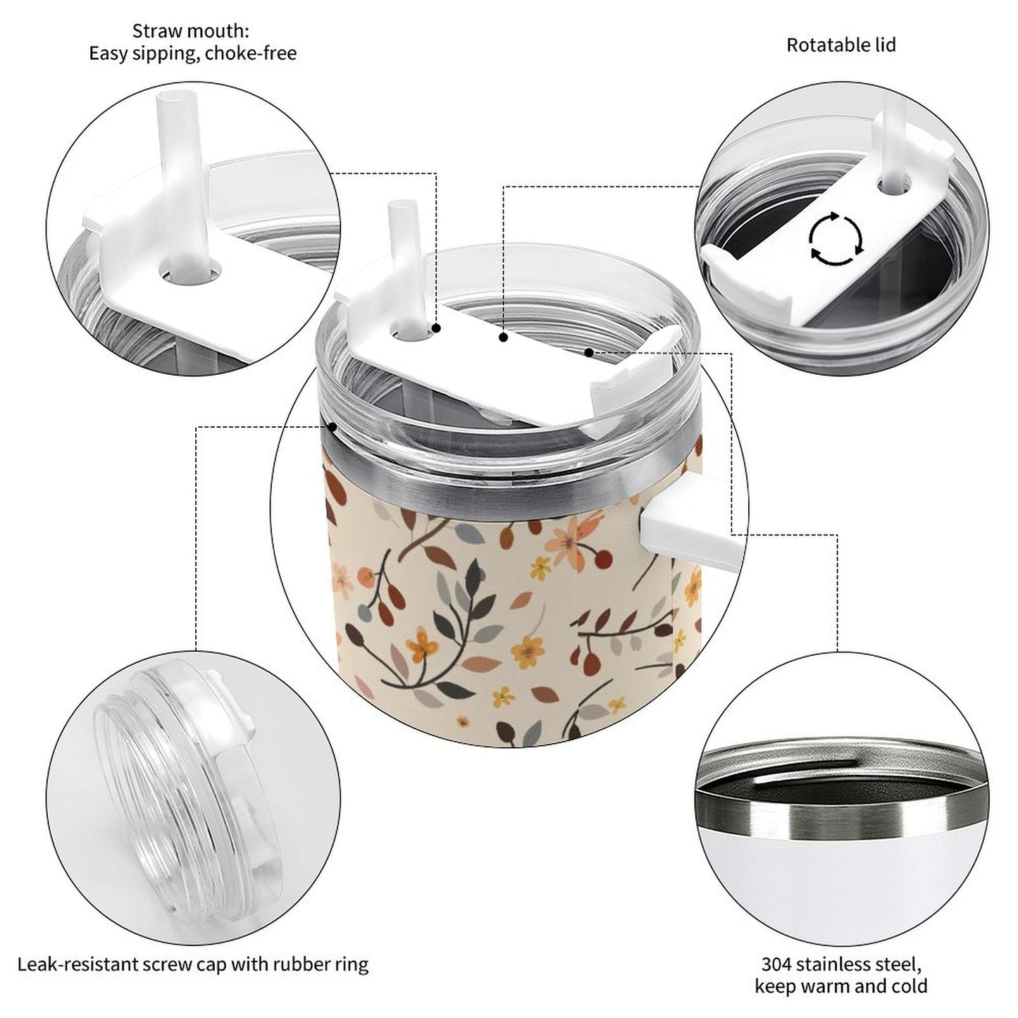 PHDT00094 POD US Local Tumbler 40 oz Large Capacity Car Cup Leaves, Autumn