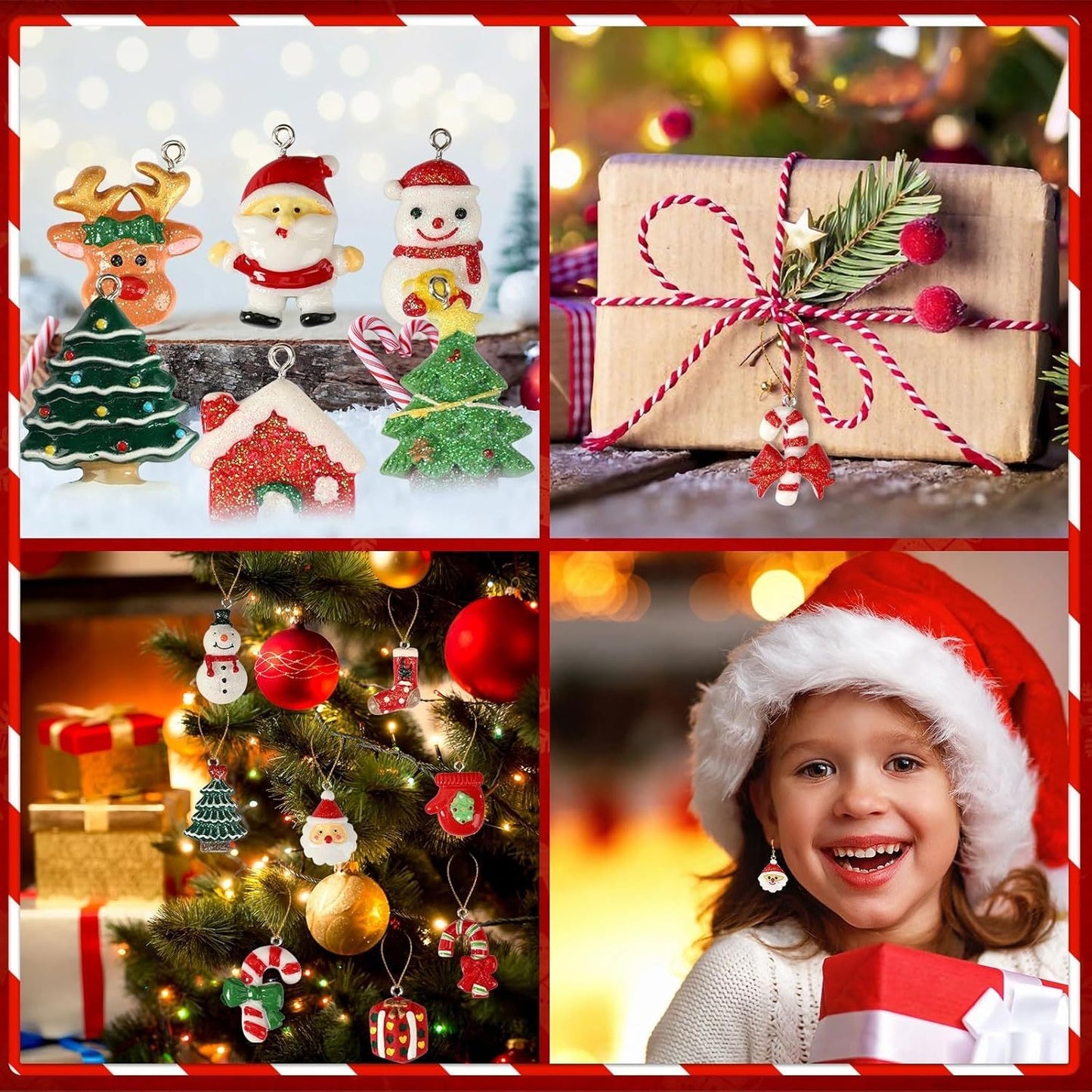 US Local 36PCS Mini Resin Christmas Ornaments Tiny Christmas Hanging Ornaments For Tree Xmas Miniatures Figurines Charms With String Resin Hanging Pendants For Holiday Party