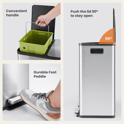 US Local 60 Liter Stainless Steel Trash Can