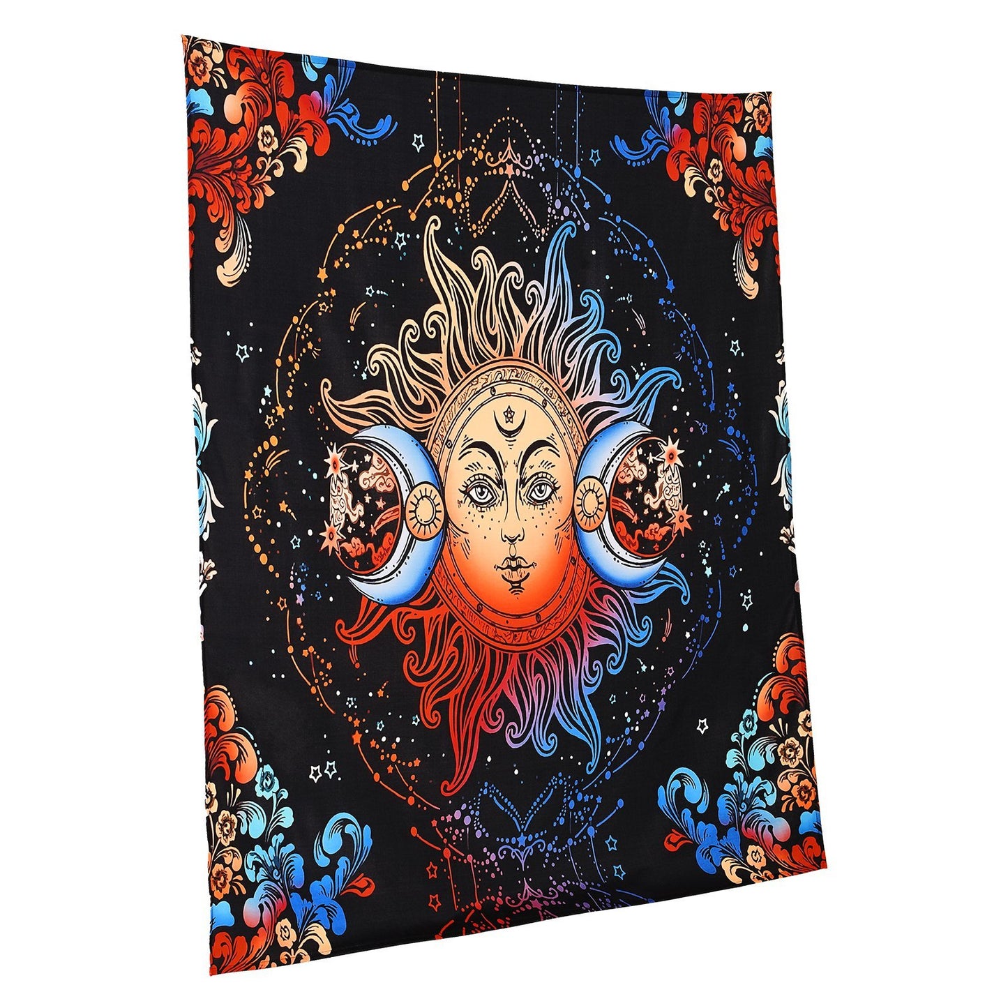 US Local Sun And Moon Tapestry Psychedelic Mystic Floral Aesthetic Vintage Tapestry