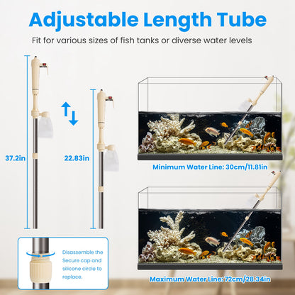 US Local 1 Set Multifunctional Electric Aquarium Gravel Cleaner Kit Length Adjustable Automatic Fish Tank Vacuum Cleaner Change Water Wash Sand Filter Dirt Removal