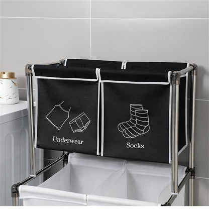 US Local Laundry Basket 2 Tiers Laundry Sorter With 4 Removable Bags For Sorting Clothes, Laundry, Light, Dark Laundry