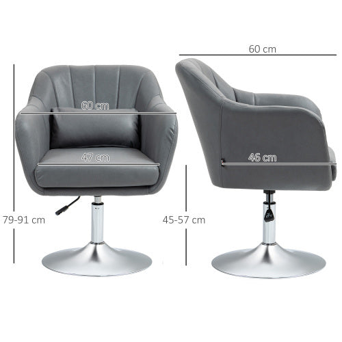 UK Local HOMCOM Swivel Linen Fabric Accent Chair For Living Room Contemporary Vanity Armchair With Adjustable Height Thick Cushion Lumbar Support Armrest For Bedroom Office