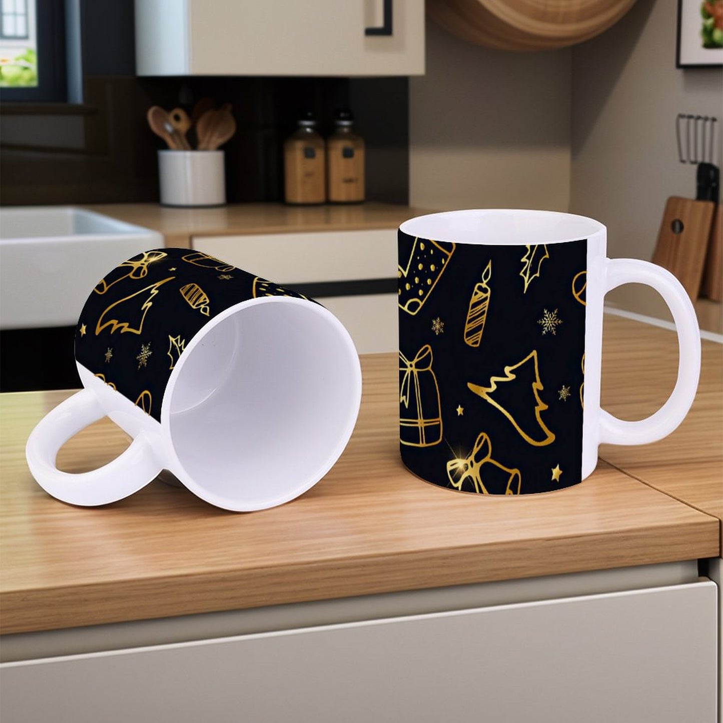 POD US Local White mug with full print, Christmas Gift Golden 0100