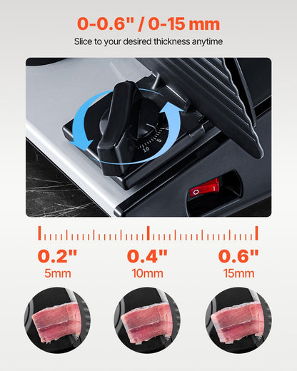 US Local Meat Slicer 180W 7.5" Electric Deli Food Slicer For Frozen Meat Bread Cheese