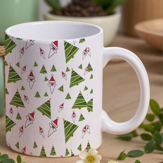 POD US Local White mug with full print, Christmas Tree, Santa Claus 0089