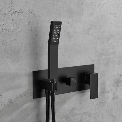 US Local Brass Matte Black Shower Faucet With Shower System, 10 Inch Shower Head And Handheld Spray Bathroom Deluxe Faucet Combination
