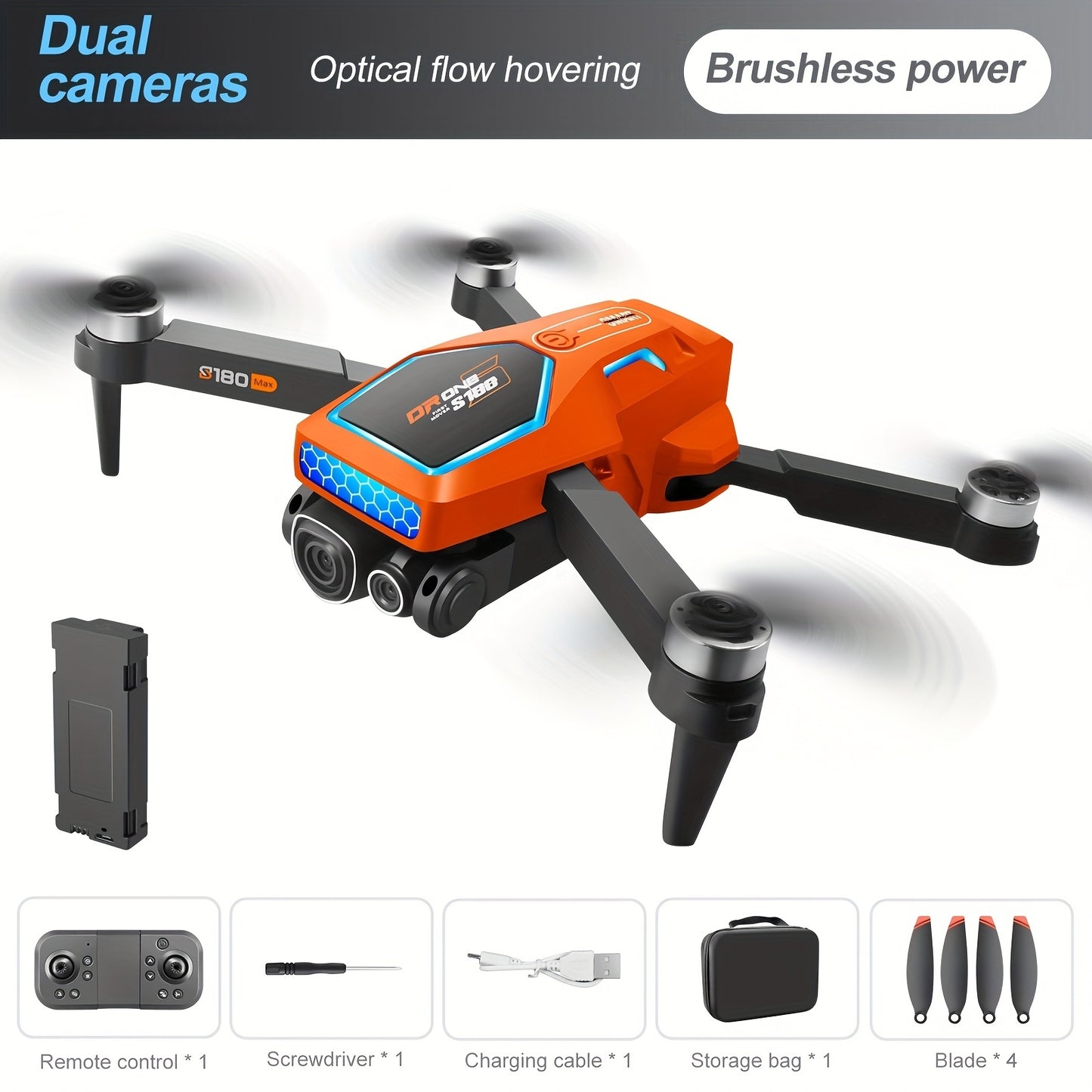 US Local S180 Max Brushless Racing Drone 4k Camera HD Obstacle Avoidance WIFI FPV Quadcopter Optical Flow Positioning Radio Control Toy