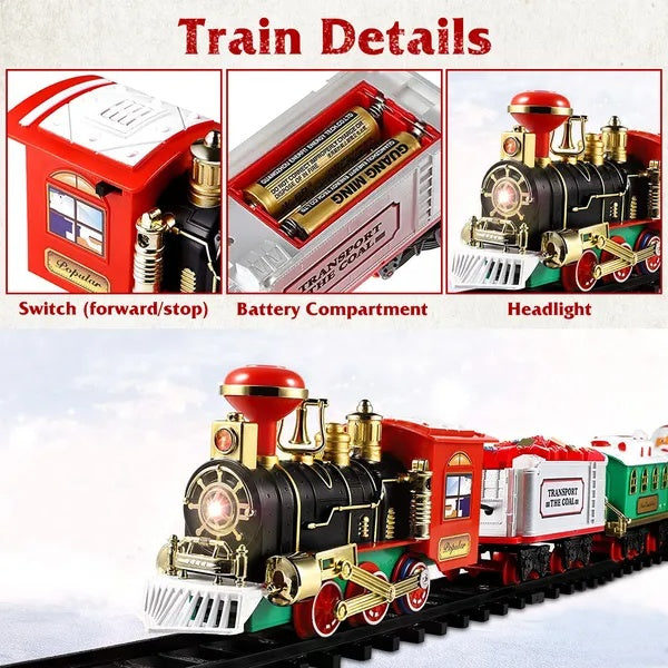 US Local Electric Train Set Kid Toy Xmas Steam Train Kit Tree Surround Track Battery Operated
