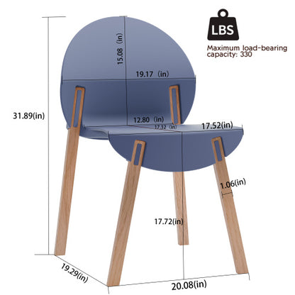 US Local 4-Pack Grey Blue Chairs Red Oak Wood Legs & PP Seat, Indoor Dining & Living Room Furniture Set