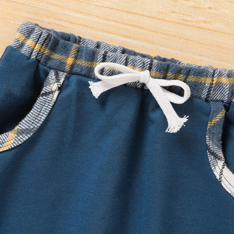 US Local Toddler Baby Boy Clothes Plaid Long Sleeve Hoodie Sweatshirt & Pants 2pcs Boys Outfit Set