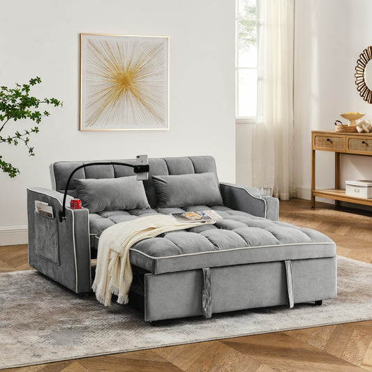 US Local 55.51 Inch Versatile Foldable Sofa Bed In 3 Lengths, Modern Sofa Sofa Sofa Velvet Pull-out Bed, Adju