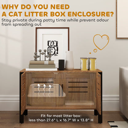 US Local Cat Litter Box Enclosure With Tall Legs, Scratching Board, Dark Brown, 31.5L X 17.7W X 19.7H