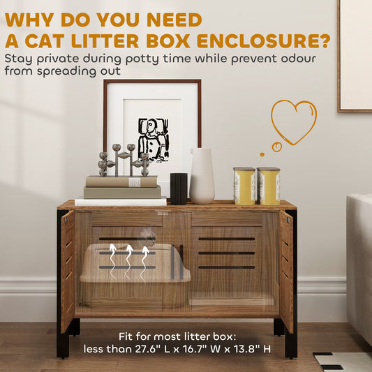 US Local Cat Litter Box Enclosure With Tall Legs, Scratching Board, Dark Brown, 31.5L X 17.7W X 19.7H