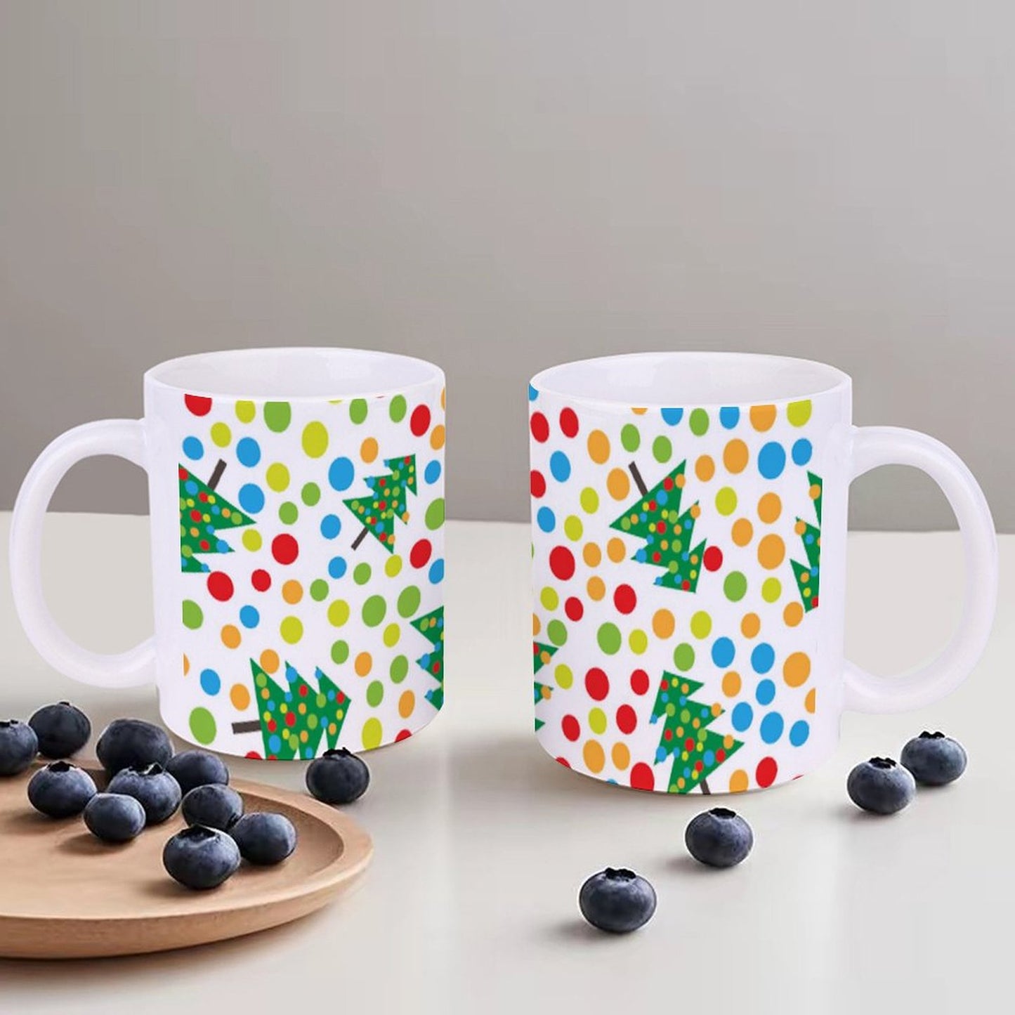 POD US Local White mug with full print, Christmas, Polka Dots, Colorful 0088