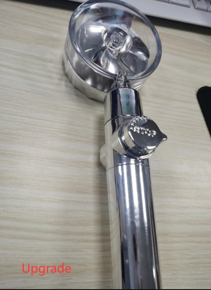 Turbo Propeller Shower Head Water Saving High Preassure Flow 360 Degrees With Fan Extension Showerhead Rainfall With Holder