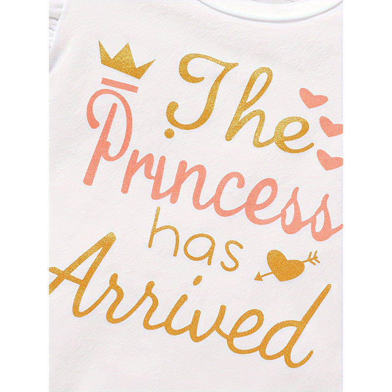 US Local 3PCS Newborn Baby Girl Outfits Infant Letter Print Romper & Tutu Skirt & Headband Coming Home Clothes Set