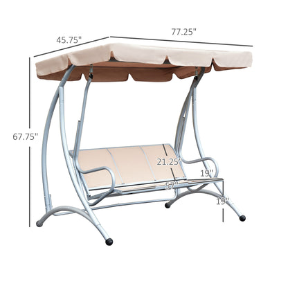 US Local Outdoor Swing Chair Bench With Stand And Adjustable Canopy Porch Swing For Patio Garden