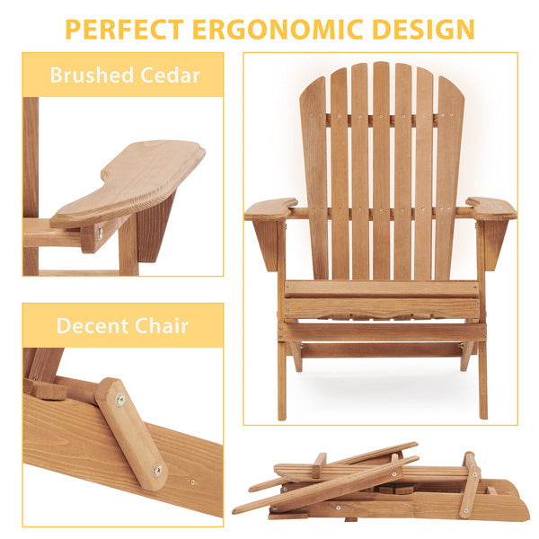 US Local Wooden Outdoor Folding Beach Chair Two-piece Set