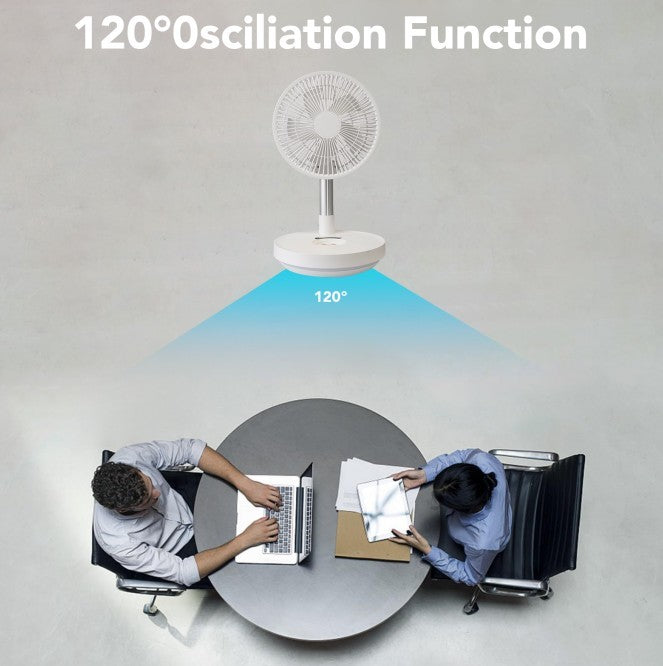 US Local Indoor & Outdoor Retractable LED Fan Oscillating Standing Fan Rechargeable Pedestal Fan