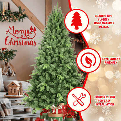 US Local Artificial 4ft Green Christmas Tree With 636PVC Hard Needle Mixed Branch Tips, Memory Wire Iron Wire, Hinged Premium & Foldable Base For Indoor Holiday Decorating