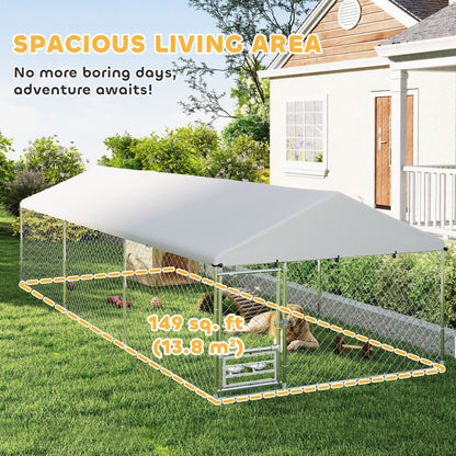 US Local Outdoor Dog Kennel W Adjustable Rotatable Bowl Rack, Waterproof UV-Resistant Cover, Secure Lock, 19.7 X 7.5 X 7.5