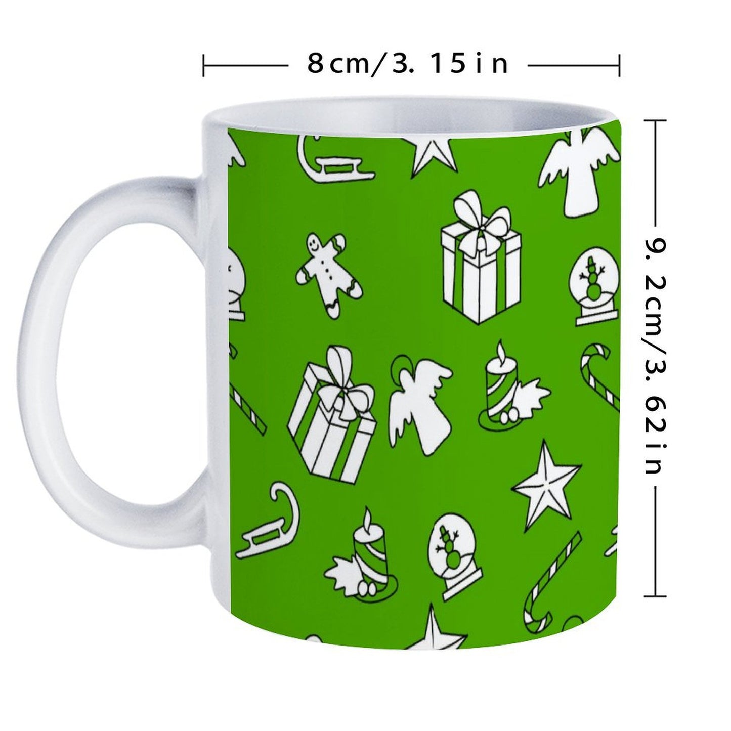 POD US Local White mug with full print, Christmas Green 0024