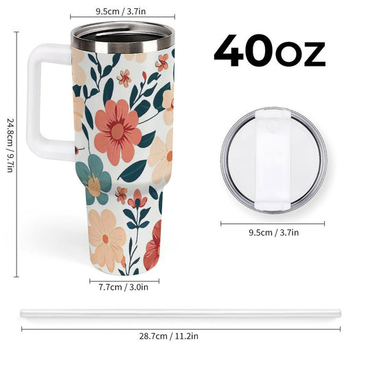 PHDT00367 POD US Local Tumbler 40 oz Large Capacity Car Cup Flower, Retro, Autumn