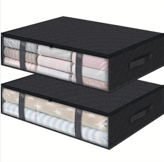 US Local 2 Pcs Over Wardrobe Storage Bag, Underbed Storage Containers, Storage Bin For Clothes, Blankets