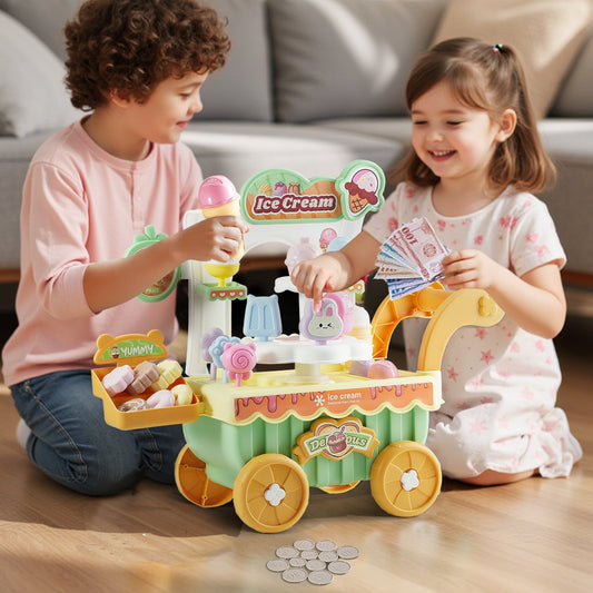 US Local Ice Cream Cart For Kids Pretend Play Ice Cream Shop For Kids