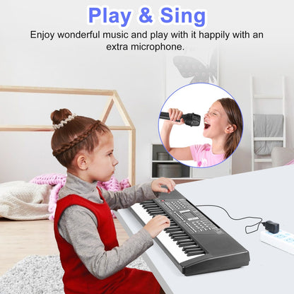 US Local 3 Types Options -- 1Pc 61 Keys Digital Music Keyboard Electric Piano Electronic Musical Instrument Kids Learning Keyboard With Microphone Stand For 3-12 Year Old Kids Girls Boys