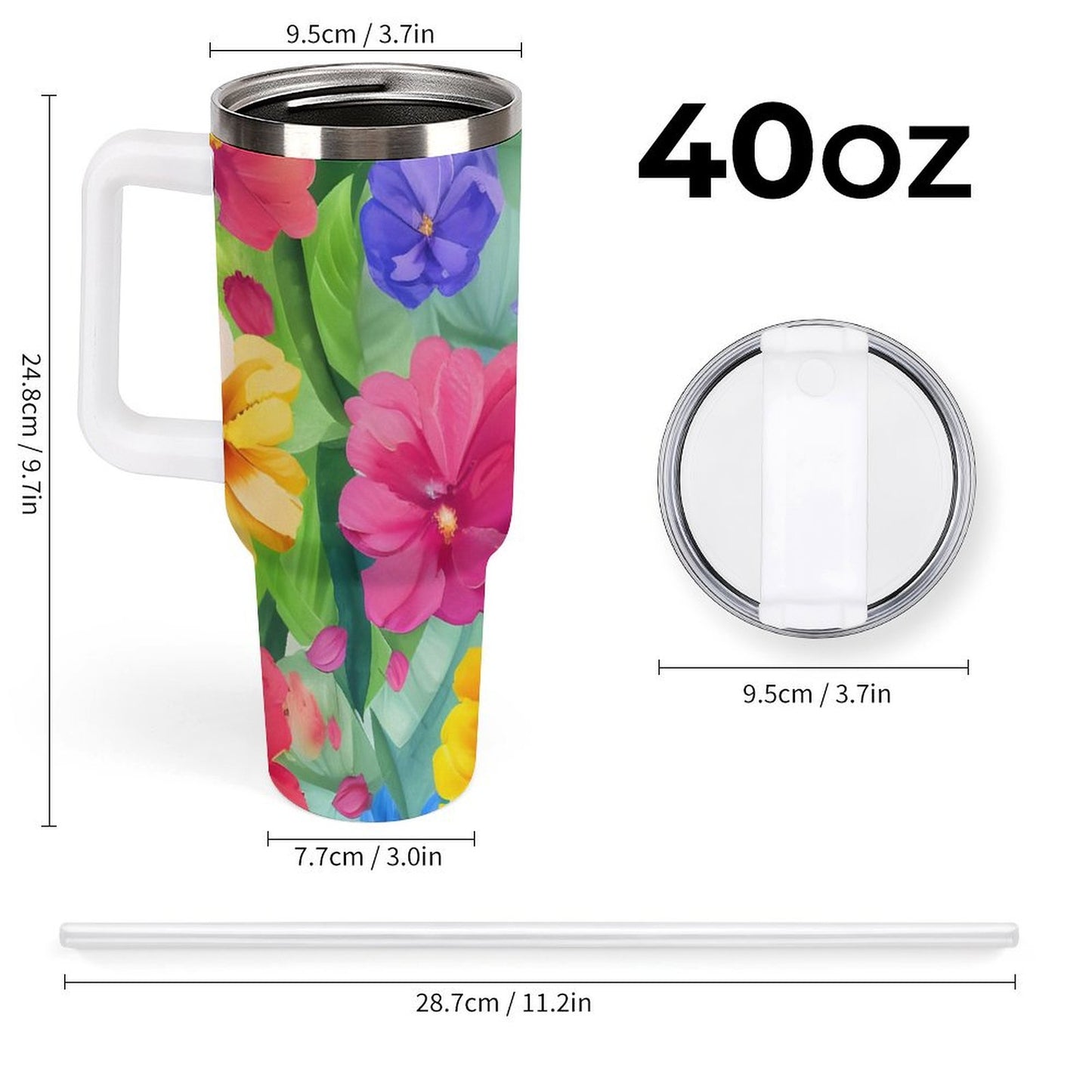PHDT00189 POD US Local Tumbler 40 oz Large Capacity Car Cup Tropical, Safflower, Bright