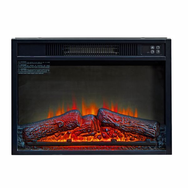 US Local 23 Inch Electric Fireplace, 3D Infrared Black Fireplace Electric Heater With Infrared Remote Control, Glass Field Of View, Adjustable Realistic Wood And Flames, Indoor, 1400W