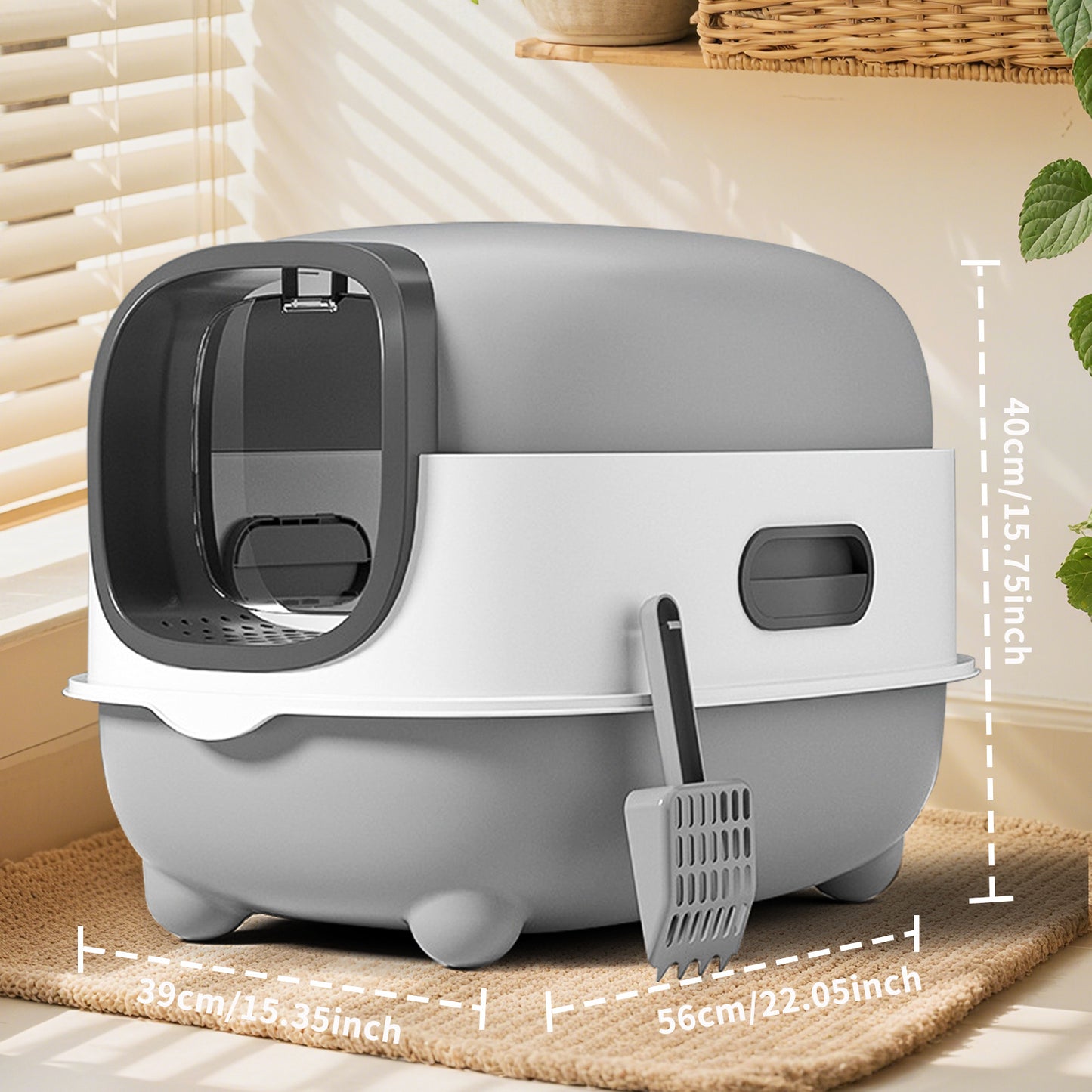 US Local Splash Proof Cat Litter Box Splash Proof Cat Litter Box Closed Cat Litter Box With Lid, Easy To Clean Drawer Design, Odor Control, Space Saving Pet Waste Solution, Splash Proof Cat Toilet Front Entran