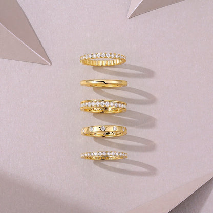 Golden Stars - Fashionable Men's And Women's Ring And Ring Jewelry Set With Moissanite S925 Sterling Silver And Gold-plated Diamond